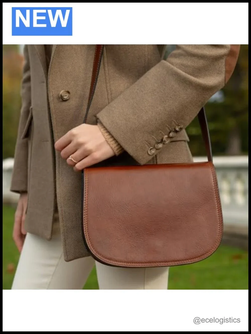 Handmade Full-Grain Leather Crossbody Bag Messenger Purse with Gift Box